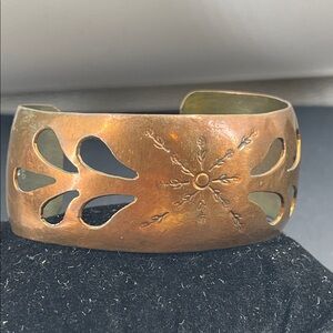 1.31.26-23 Copper Sunburst Bracelet with Cutouts Stamped Mexico 00582